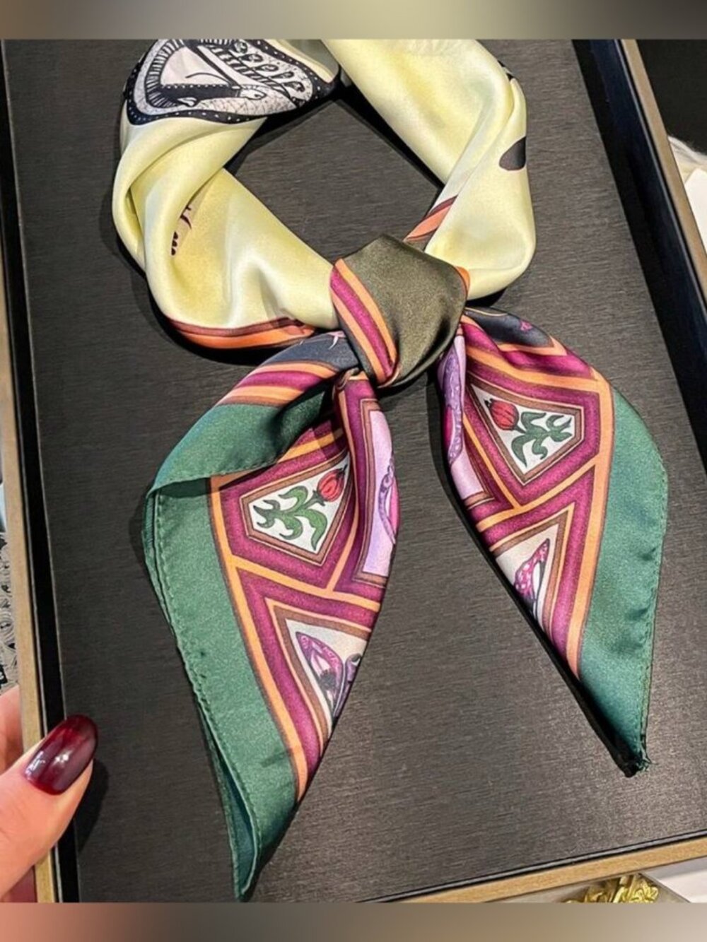 Zebra Print Scarf in Green Pink Cream N1496